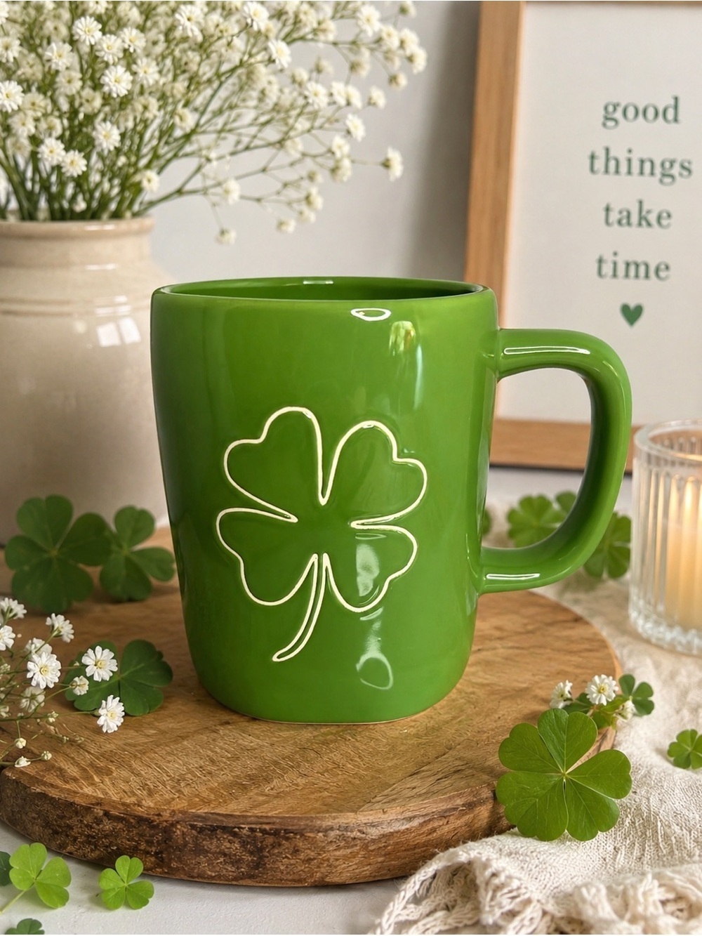 Rae Dunn | NWOT Green Clover Irish Ireland Ceramic Mug Cup